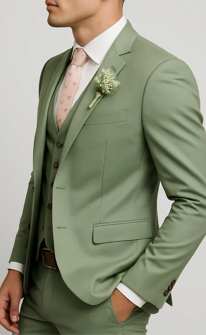 Elegant Sage green 3-Piece Suit/Tailored Fit