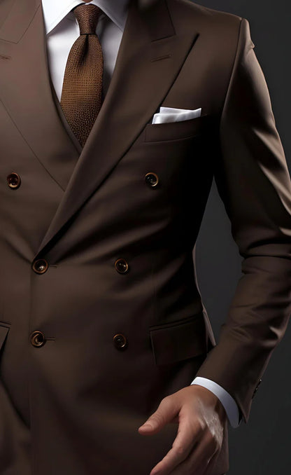 “Coffee Brown Double Breasted Suit – Effortless Modern Elegance”