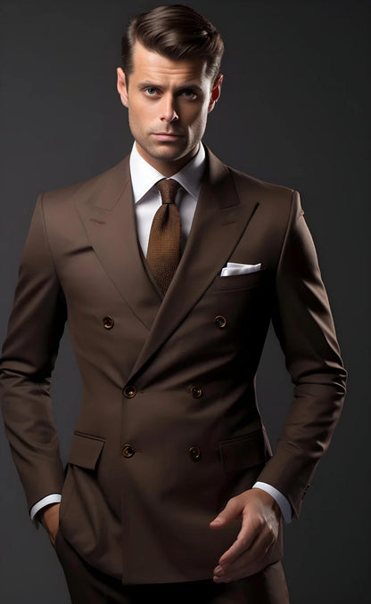 “Coffee Brown Double Breasted Suit – Effortless Modern Elegance”