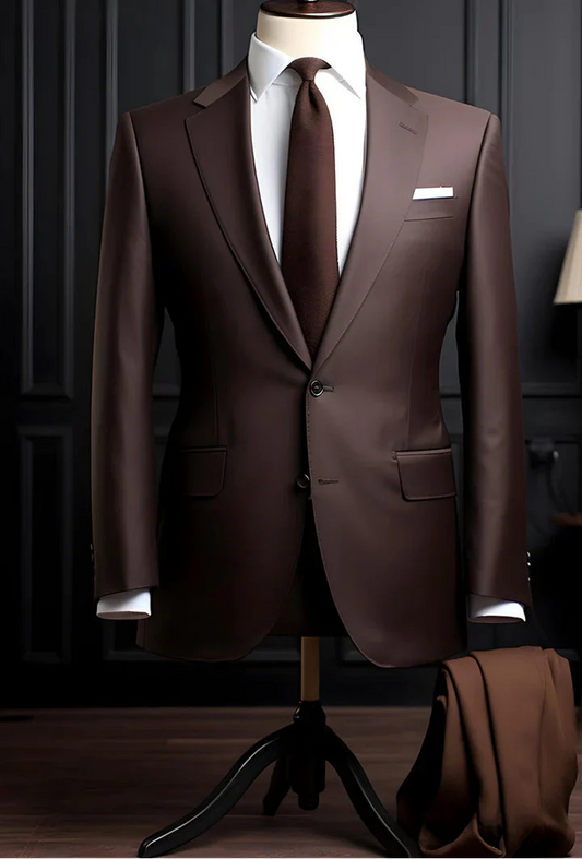 “Dark Brown 2-Piece Suit – Effortless Modern Elegance”