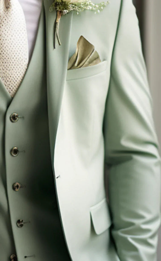 Elegant Sage Green 3-Piece Suit/Tailored Fit