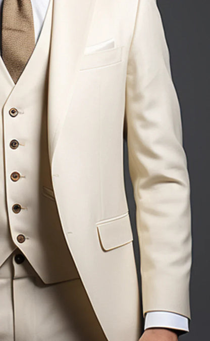 Elegant Cream 3-Piece Suit/Tailored Fit