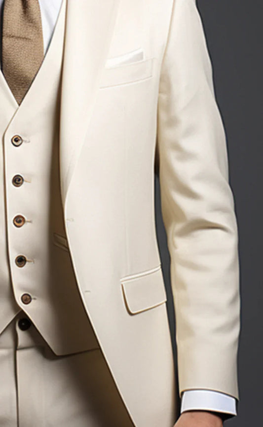 Elegant Cream 3-Piece Suit/Tailored Fit