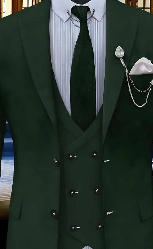 Elegant Emerald Green 3-Piece Suit/Tailored Fit