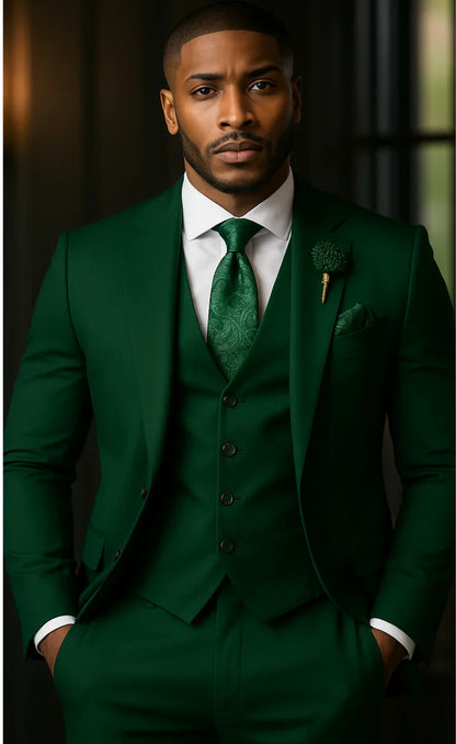 Elegant Green 3-Piece Suit/Tailored Fit