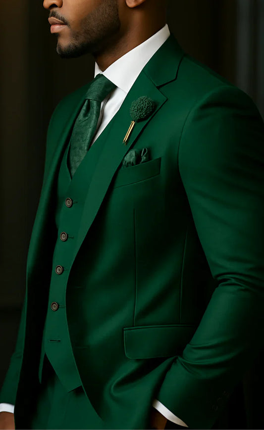 Elegant Green 3-Piece Suit/Tailored Fit