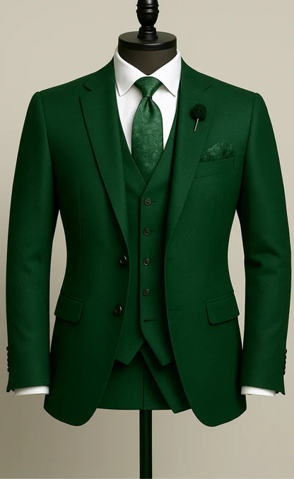 Elegant Green 3-Piece Suit/Tailored Fit