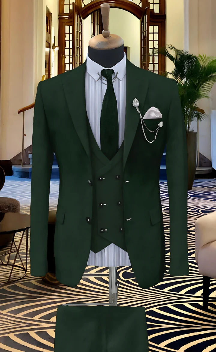 Elegant Emerald Green 3-Piece Suit/Tailored Fit