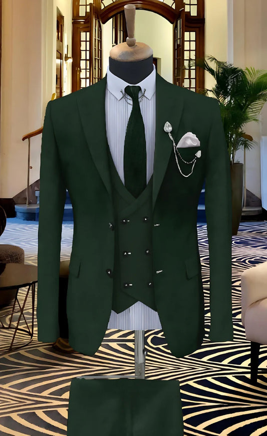 Elegant Emerald Green 3-Piece Suit/Tailored Fit