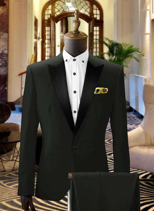 The Luxury Italian Fabric 2-PieceSuit for Men |Black Tux | Wedding, Party wear; Formal Wear