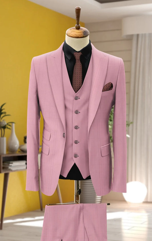 Luxury Italian Fabric 3-Piece Suit for Men |Lavender |Wedding, Party & Formal Wear