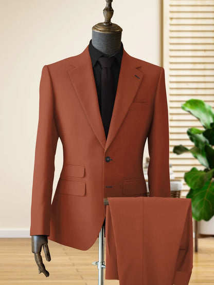 Luxury Italian Fabric 2-PieceSuit for Men |Rust Brown | Wedding, Party wear; Formal Wear