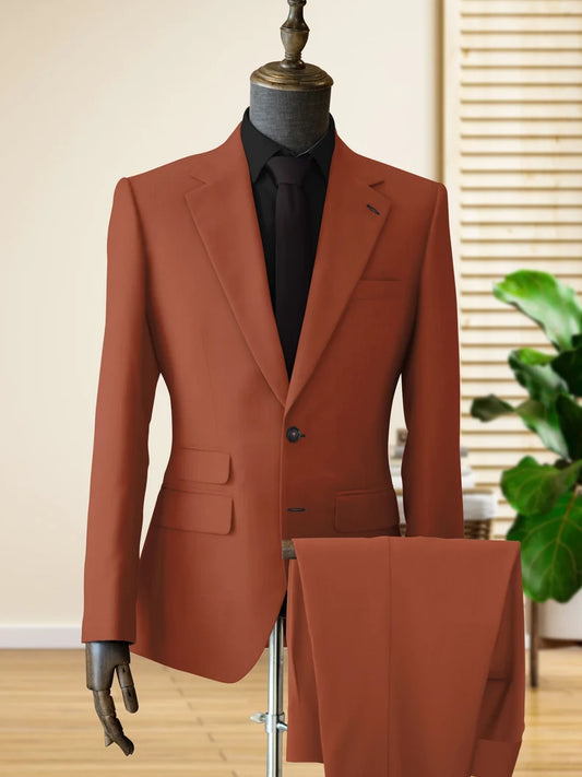 Luxury Italian Fabric 2-PieceSuit for Men |Rust Brown | Wedding, Party wear; Formal Wear