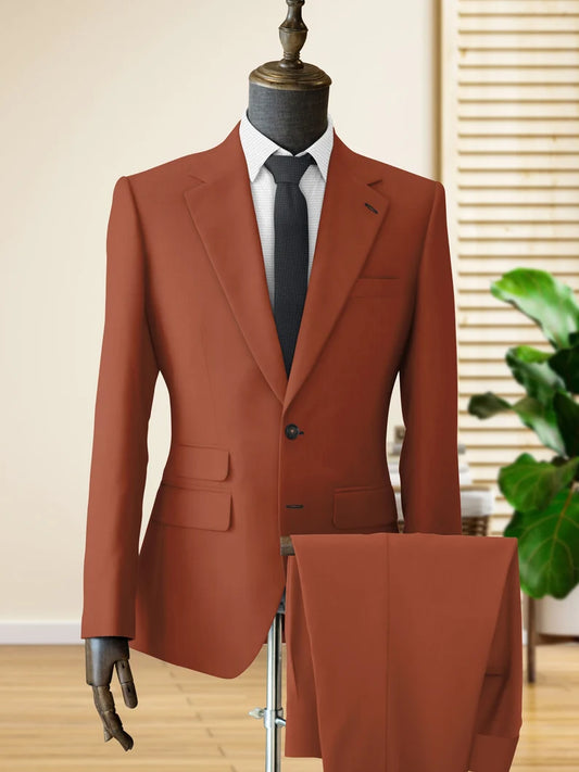 The Luxury Italian Fabric 2-PieceSuit for Men |Rust Brown | Wedding, Party wear; Formal Wear