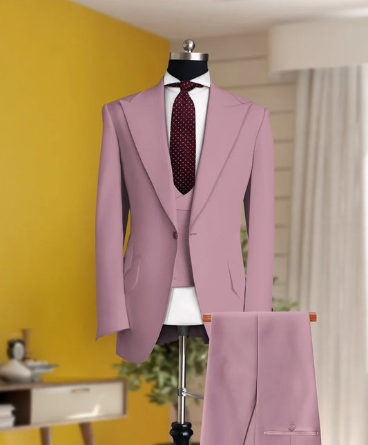 TheLuxury Italian Fabric 3-Piece Suit for Men | Evening Lavender |Wedding, Party & Formal Wear
