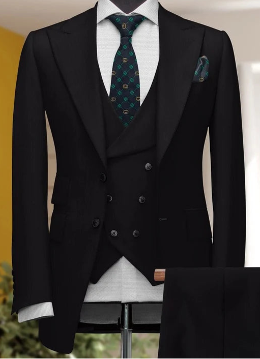 Ultimate Luxury Italian Fabric 3-Piece Suit for Men |Z Black |Wedding, Party & Formal Wear