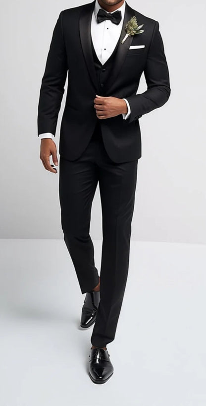 Ultimate Luxury Italian Fabric 3-Piece Suit for Men |Z Black Tuxedo |Wedding, Party & Formal Wear