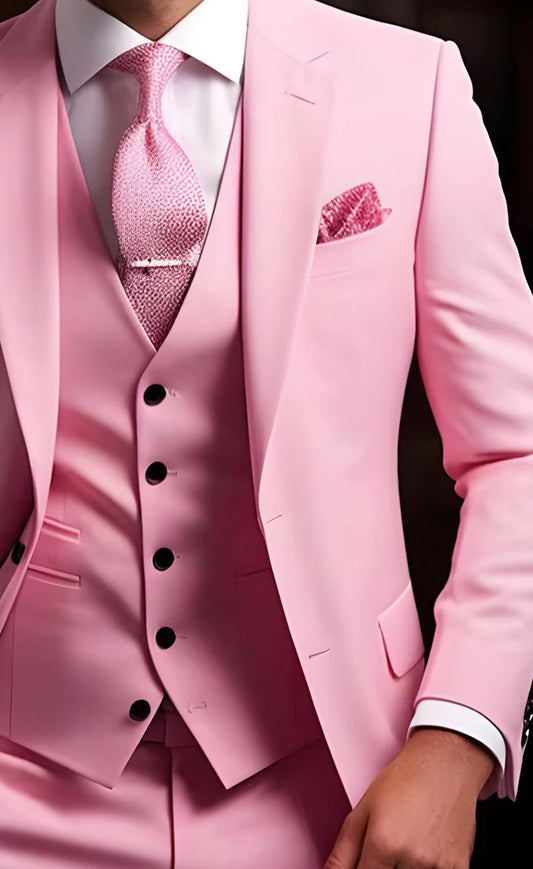 Light Pink 3-Piece Suit/Tailored Fit