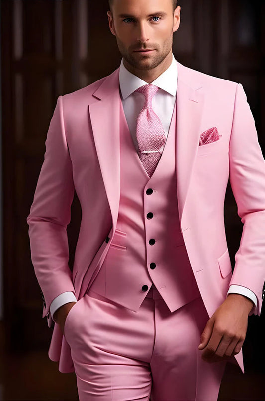 Light Pink 3-Piece Suit/Tailored Fit